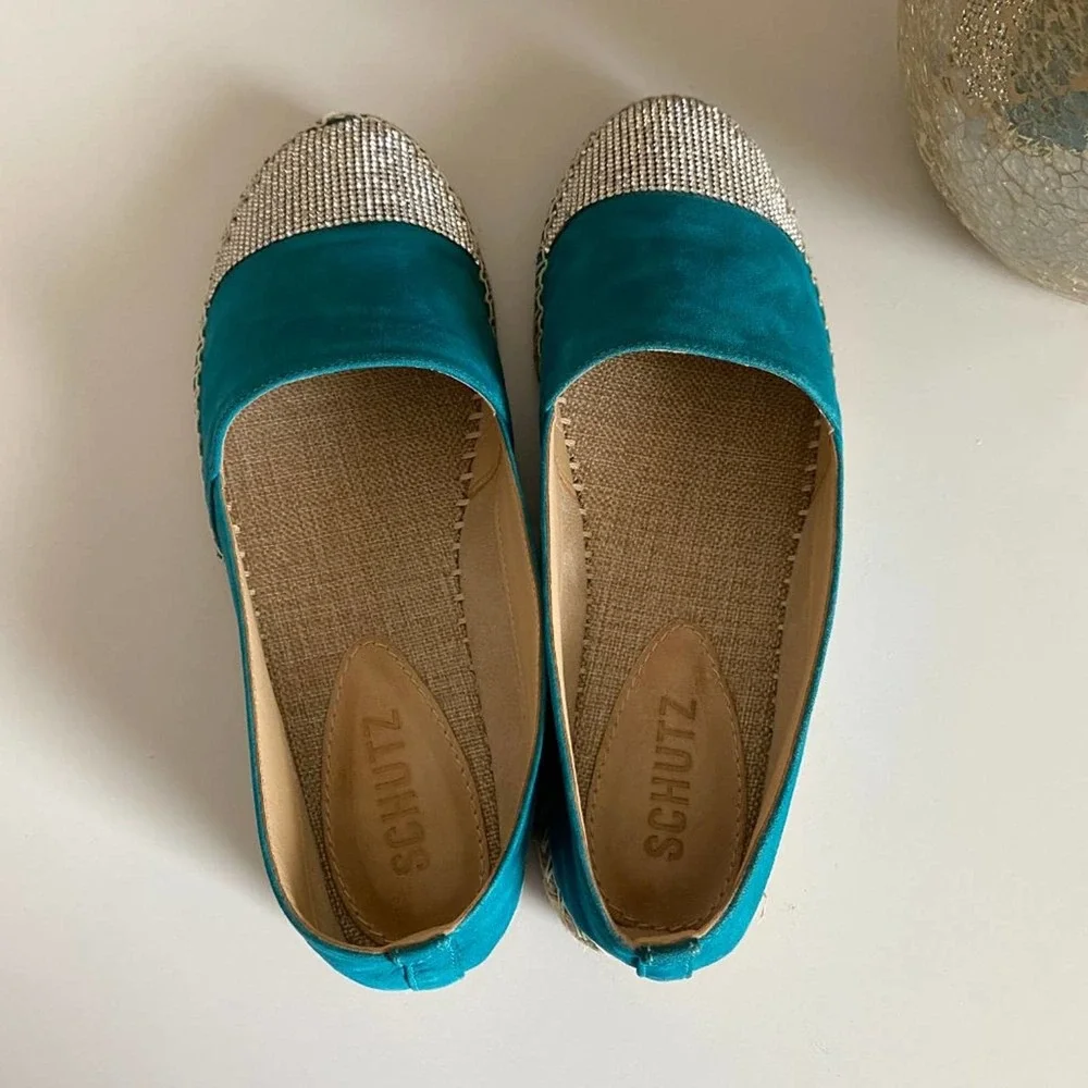 Schutz‎ Cherie Embellished Cap Toe Espadrille Flats